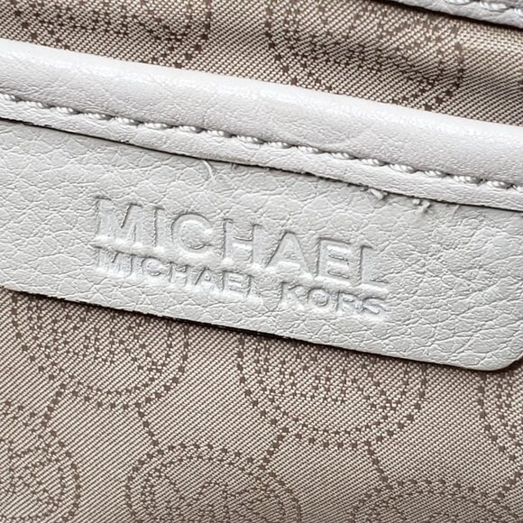 Michael Kors Satchel Bag Women’s Ciara Cream Pebble Leather Gold Trim Slouchy - Picture 9 of 12